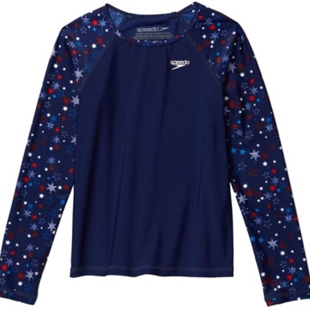 Speedo girls long sleeve color block Rashguard UPF50+ size medium